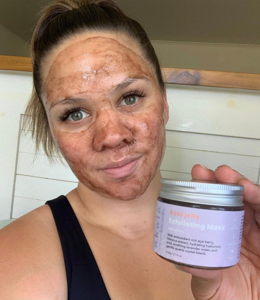 Acai Jelly Exfoliating Face Mask - Akaia Blends, natural, vegan, transparent skincare, made in new zealand, cleansing mask, acai berry, antioxidant rich, non toxic